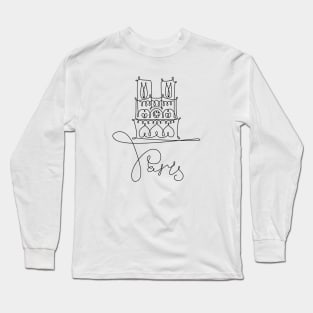 One line sketch of Notre Dame de Paris Long Sleeve T-Shirt